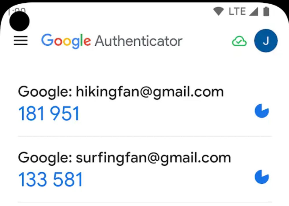 Google Authenticatorの例