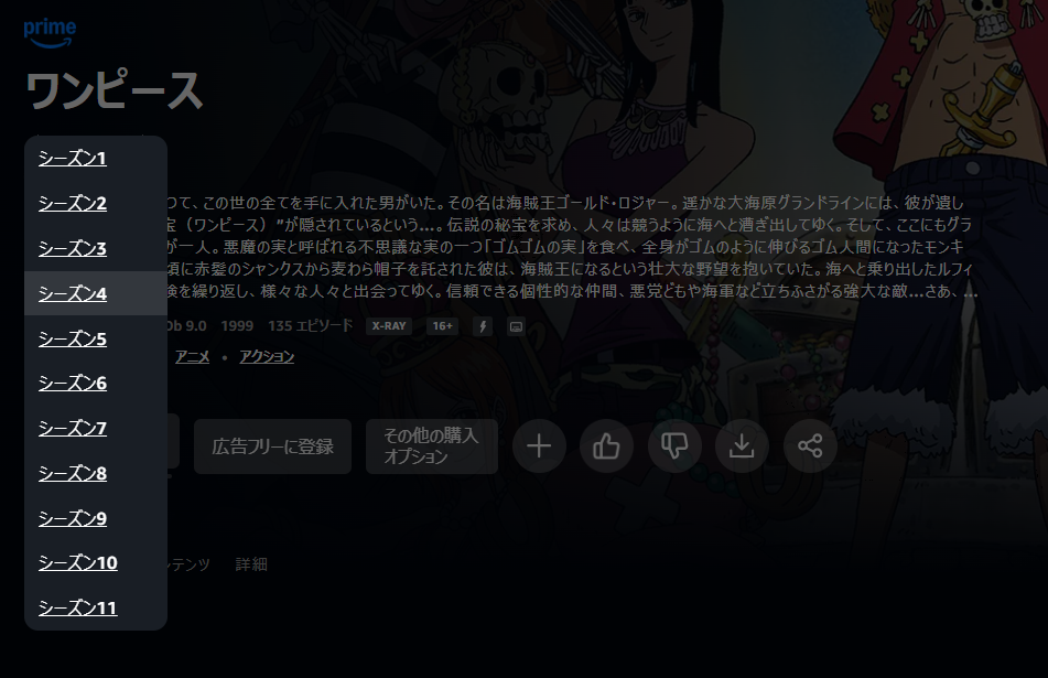 ブラウザ版のアマプラのURL1での調査結果